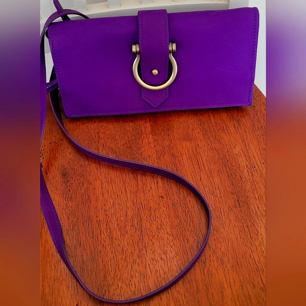 Sapahn Ciara Crossboy And Wallet/Clutch In Purple Raw Leather